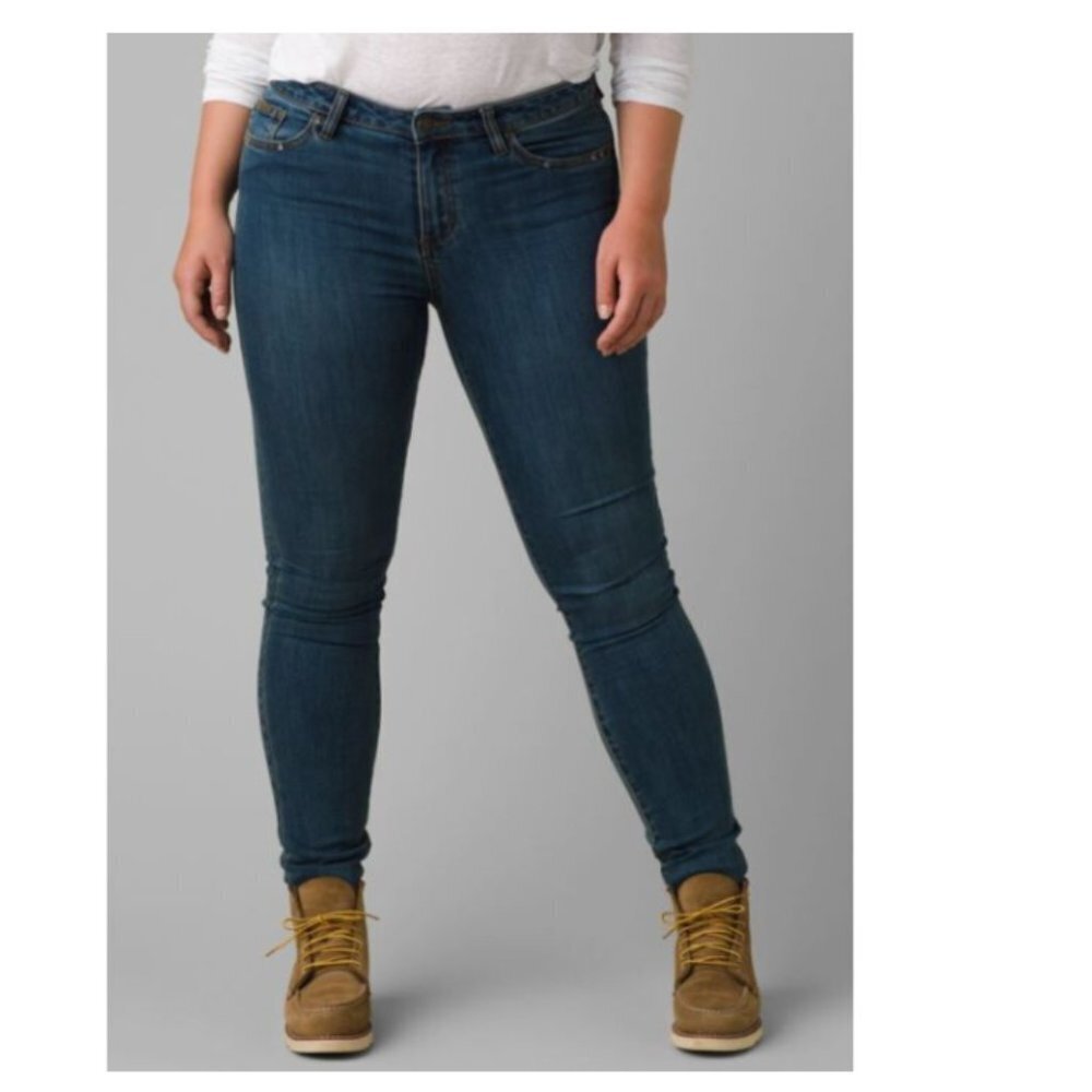 NEW PrAna Sienna Jean Size Women's 14/31 Fitted True Blue Straight Denim  $109